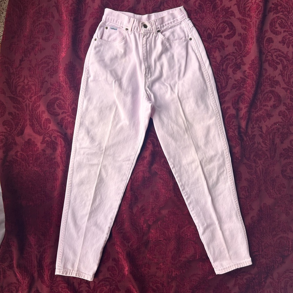 Vintage 80s Chic Pale Pink High Waist Mom Jeans Tapered USA